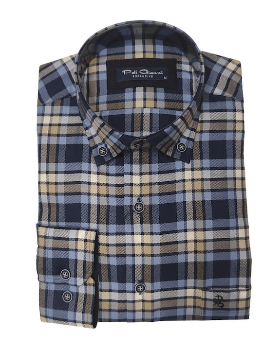 Poligianni Men's Shirt Long Sleeve Checked Multicolour