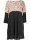 Midi Evening Dress with Lace Black