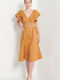 Bill Cost Summer Midi Dress with Ruffle Orange