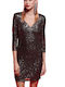 Bill Cost Mini Evening Dress Black