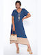 Korinas Fashion Sommer Midi Kleid Blau