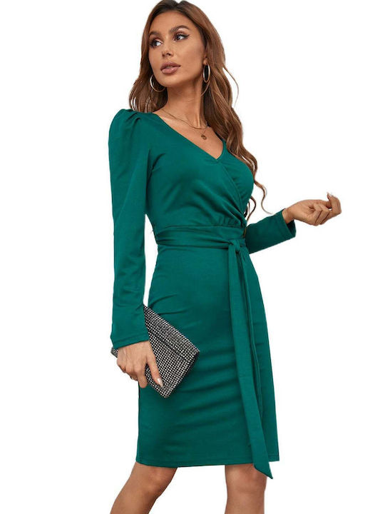 Amely Alesia Mini Dress Long Sleeve Green