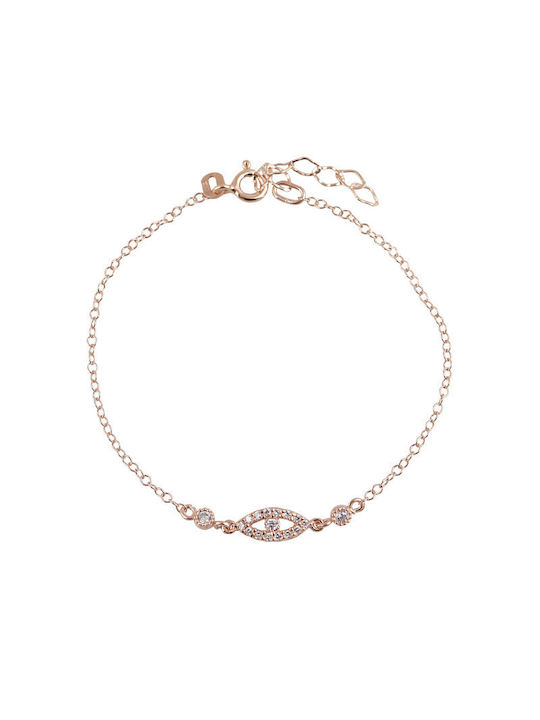 Bracelet Chain with design Eye made of Silver Gold Plated with Zircon