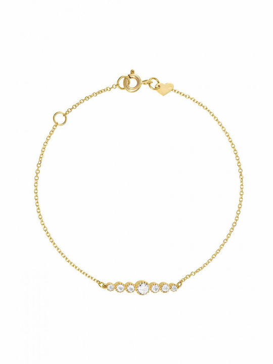 Kritsimis Bracelet Chain Line made of Gold 9K with Zircon