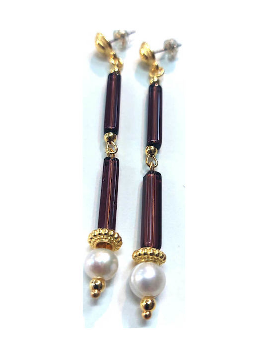 Angelo Barreta Earrings Gold Plated with Stones & Pearls