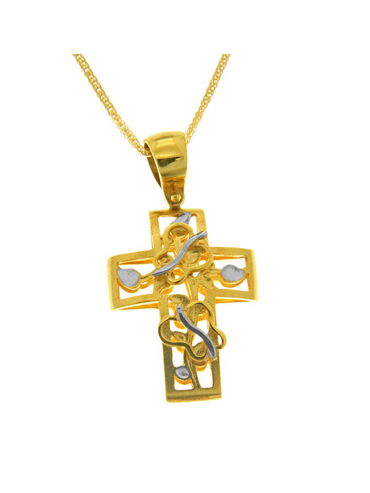 Damen Gold Kreuz 14K mit Kette