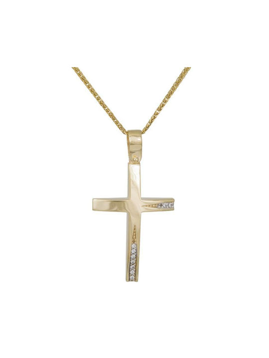 Damen Gold Kreuz 9K mit Kette