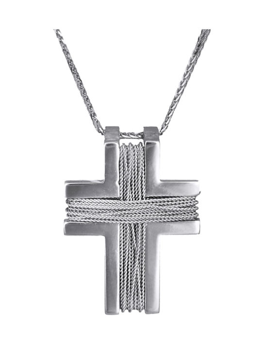 Men's White Gold Cross 14K with Chain