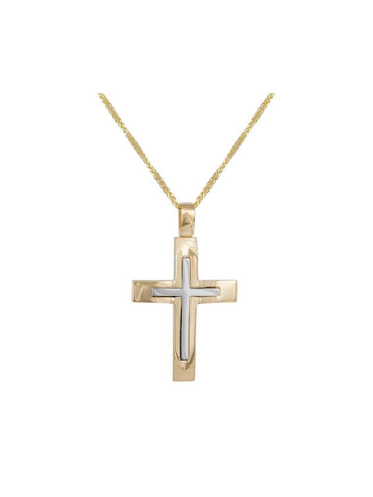 Herren Gold Kreuz 14K mit Kette