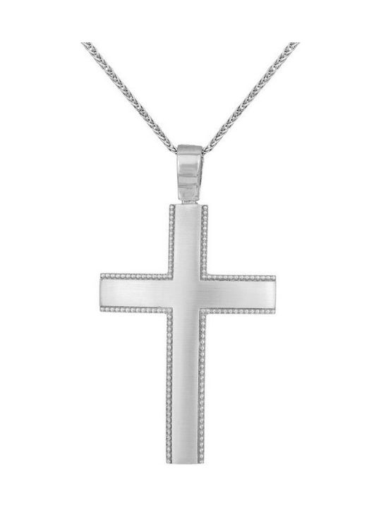 Herren Weißgold Kreuz 14K mit Kette