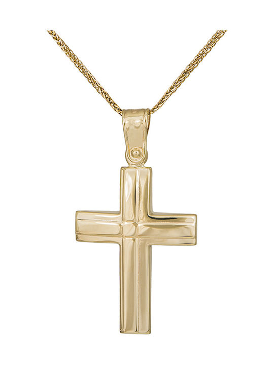 Herren Gold Kreuz 14K mit Kette