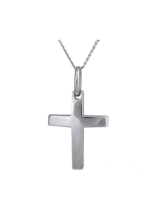 Herren Weißgold Kreuz 14K mit Kette