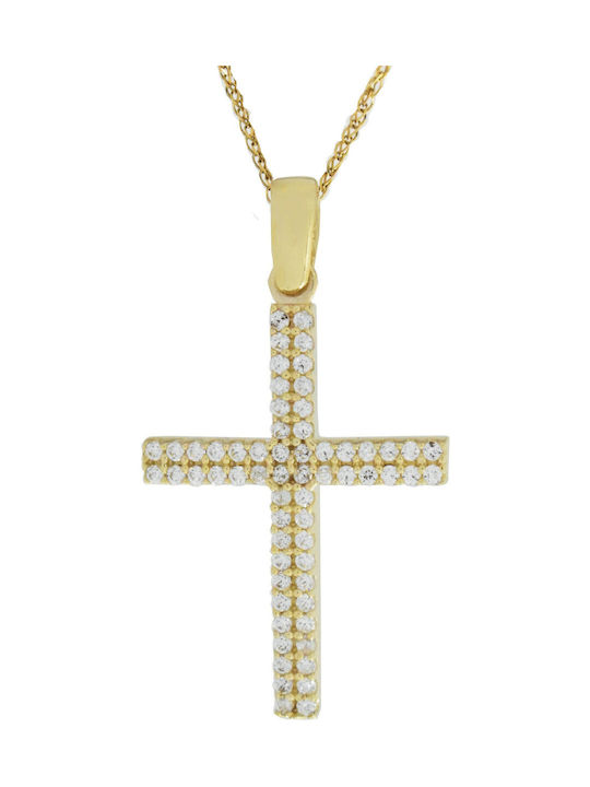 Katsigiannis Damen Gold Kreuz 14K mit Kette