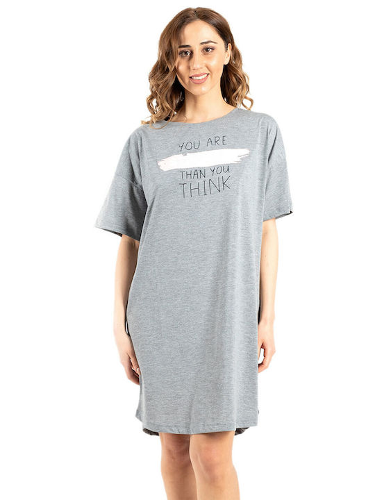 Vienetta Secret Summer Cotton Women's Nightdress Gray