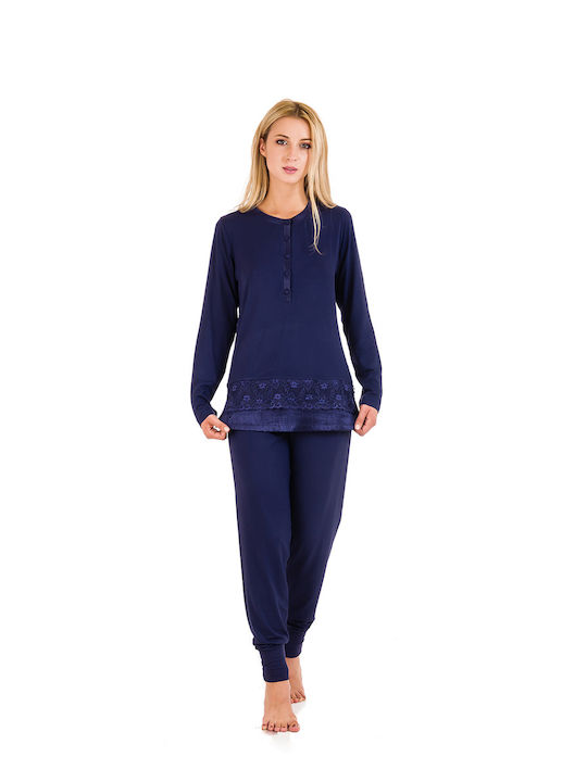 Vienetta Secret Winter Women's Pyjama Set Navy Blue Vienetta Vienetta