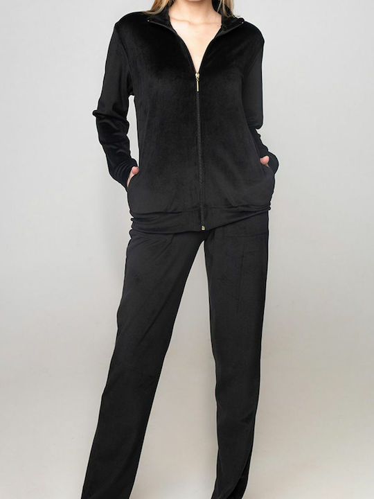 Jeannette Lingerie Winter Women's Pyjama Set Velvet Black