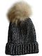 Gift-Me Pom Pom Beanie Frauen Beanie Gestrickt in Schwarz Farbe