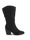 Fshoes Wildleder Damenstiefel mit mittlerem Absatz Schwarz