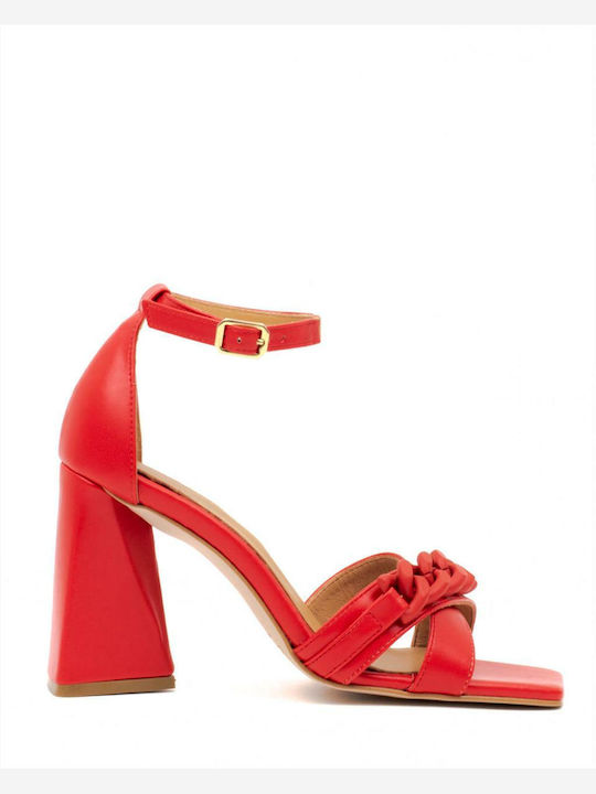 CafeNoir Leder Damen Sandalen in Rot Farbe