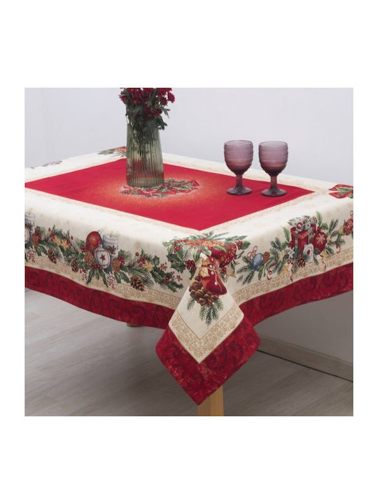 Dimeco Christmas Tablecloth Fabric Red L220xW140cm 1pcs