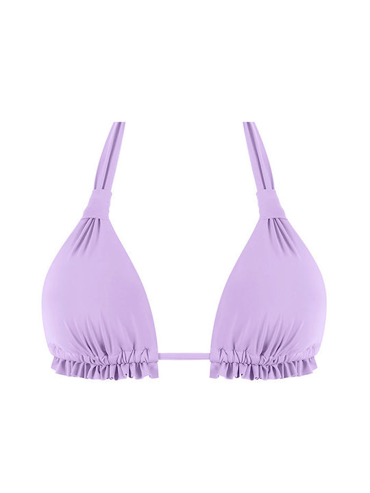 MrMiss Padded Triangle Bikini Top with Ruffles Purple