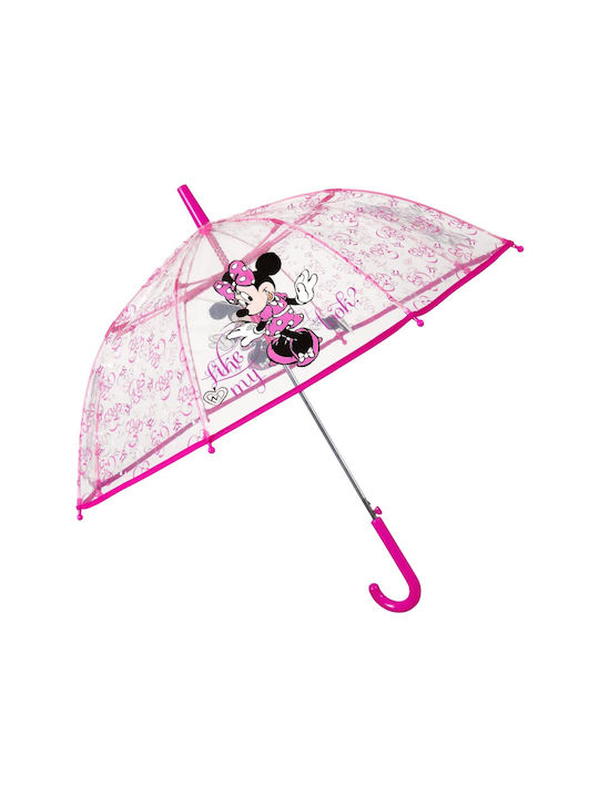 Perletti Kinder Regenschirm Gebogener Handgriff Automatisch Durchsichtig mit Durchmesser 68cm.