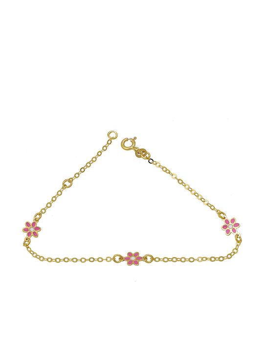 Kontopoulos Kids Bracelet Chain from Gold 9K with Flower