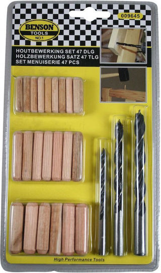 Benson Set of 50 Drills with Cylindrical Shank for Wood