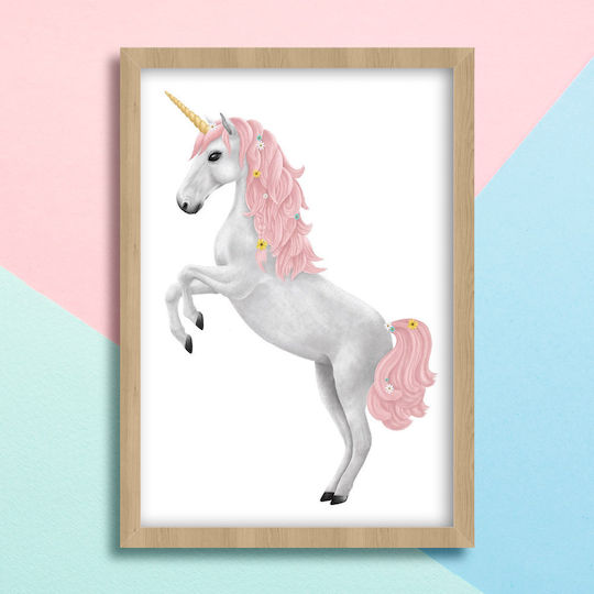 Kids Framed Wall Painting Unicorn 32x23cm