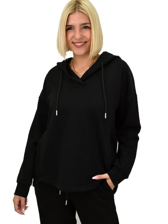 Potre Women's Long Hooded Sweatshirt Black
