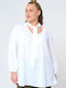 Jucita Women's Blouse Long Sleeve with V Neckline White