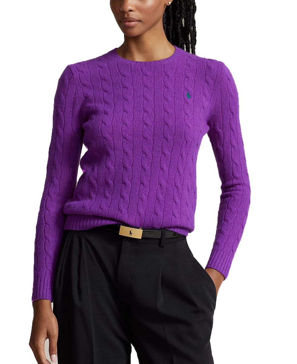 Ralph Lauren Cable knit Women s Sport Knitting Sweater Purple