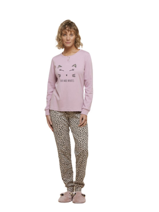 Noidinotte Winter Damen Pyjama-Set Rosa