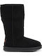 Wildleder Damenstiefel mit Pelz Schwarz