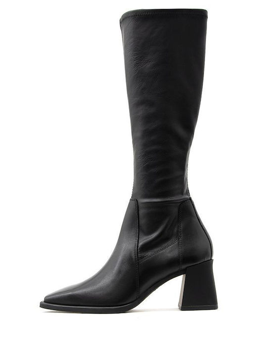 Vagabond Leather Medium Heel Women's Boots with Zipper Black