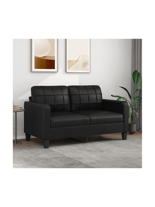 Two-Seater Artificial Leather Sofa Μαύρος 158x77cm