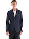 Peak Lapel Blazer Men's Winter Suit Jacket Blue