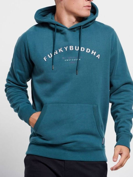 Funky Buddha Men's Sweatshirt with Hood and Pockets Pesto