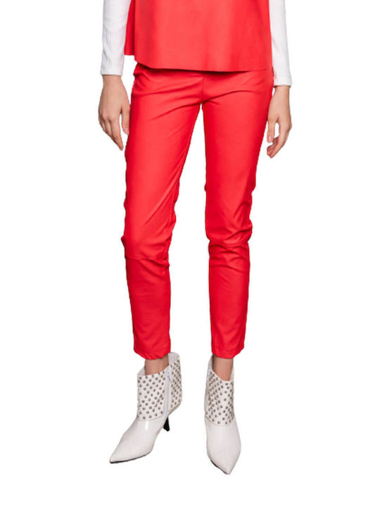 Collectiva Noir Women's Fabric Trousers Red