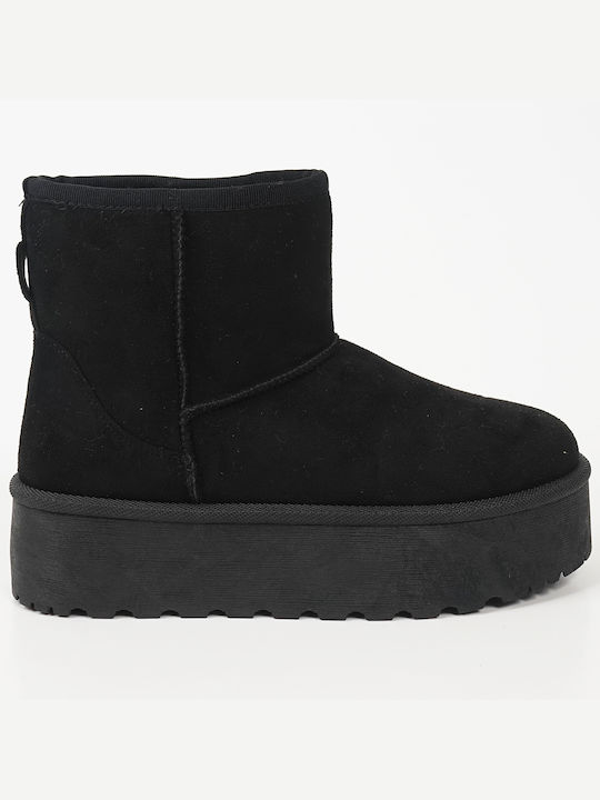 Piazza Shoes Women's Suede Boots with Fur Black