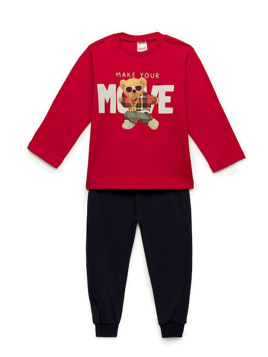 Minerva Kinder Schlafanzug Baumwolle Rot Move Bear