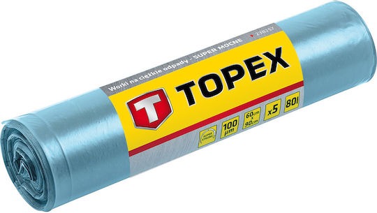Topex Trash Bags Capacity 80lt 60x60cm 5pcs Blue