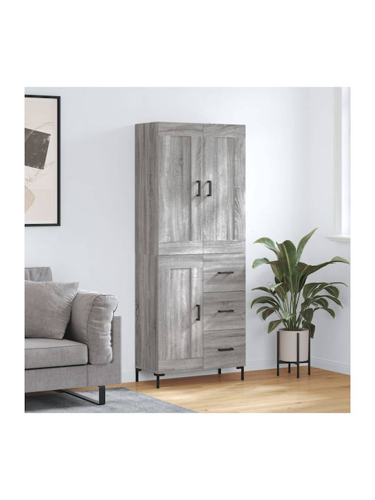 Ντουλάπα Γραφείου Ξύλινη Γκρι 69.5x34x180cm