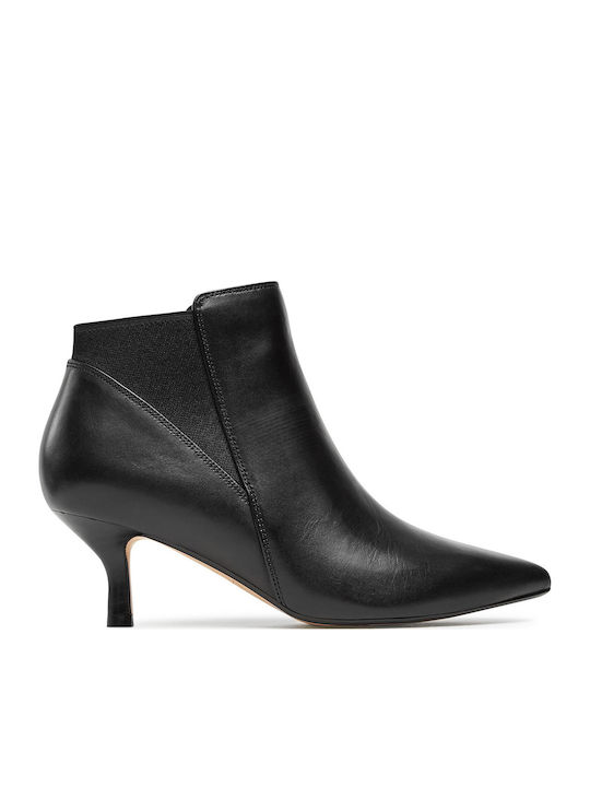 Violet55 Leather Women's Ankle Boots with Medium Heel Black