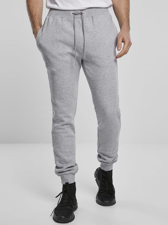 Urban Classics Men's Fleece Sweatpants with Rubber Gray