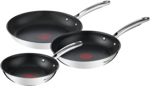 Tefal Duetto+ Σετ Τηγάνια από Ανοξείδωτο Ατσάλι Silver 3τμχ