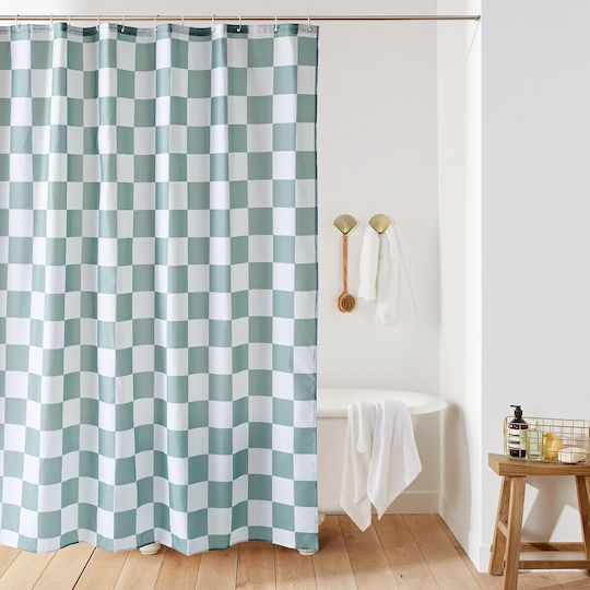 La Redoute Interieurs Κουρτίνα Μπάνιου Υφασμάτινη 200x180cm Πράσινη