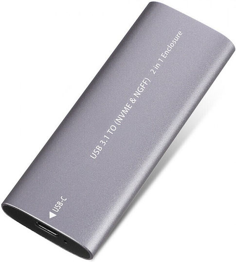Carcasă pentru unitate de hard disk M.2 PCI Express / SATA III NVME cu conexiune USB 3.1 în culoarea Gri
