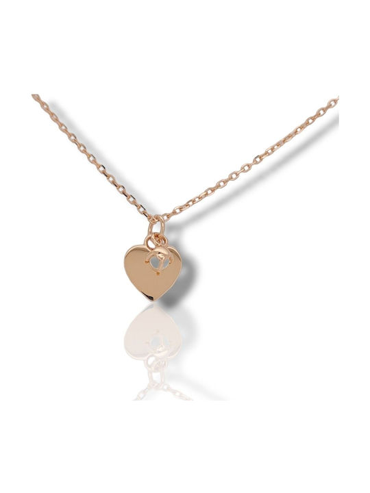 Mentzos Halskette mit Design Herz aus Vergoldet Silber mit Perlen