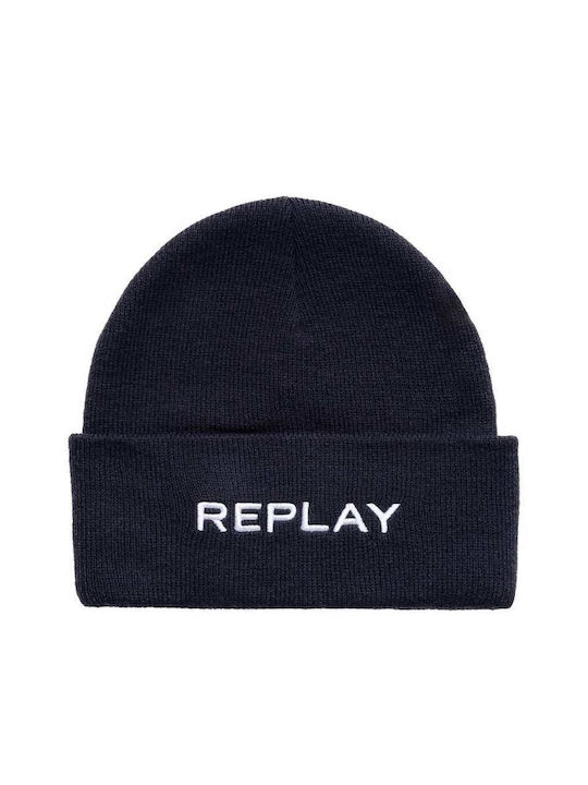 Replay Knitted Beanie Cap Blue